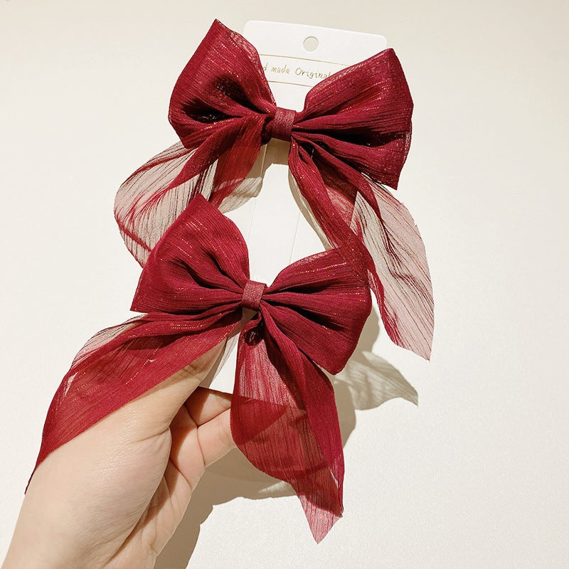 Korean high-end mesh bow hair clip Girl's hair accessory