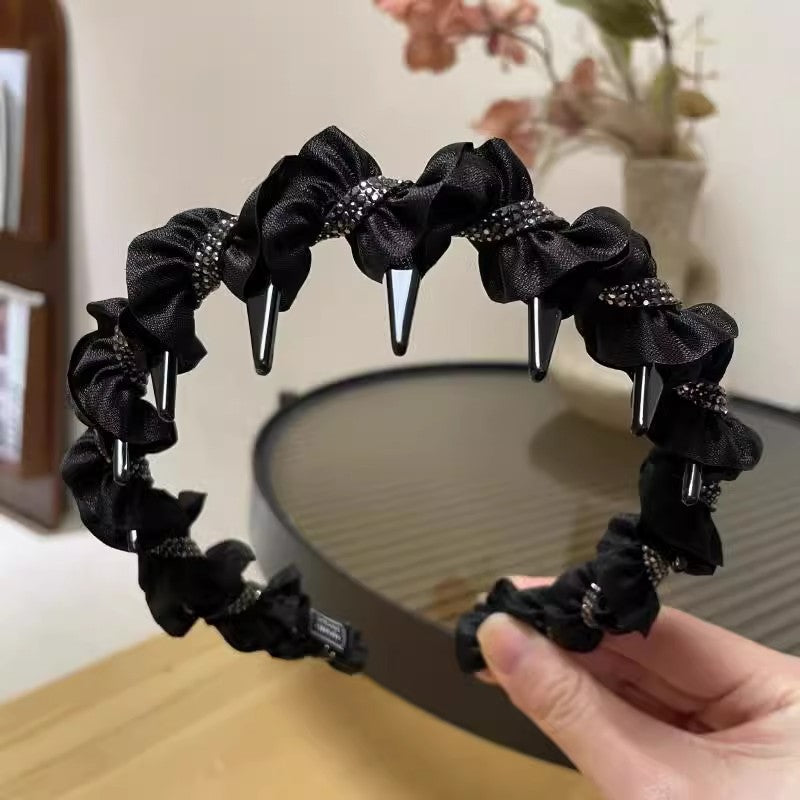 Forest Black Wrapped Headband – 2026 Elegant Anti-Slip Teeth Design