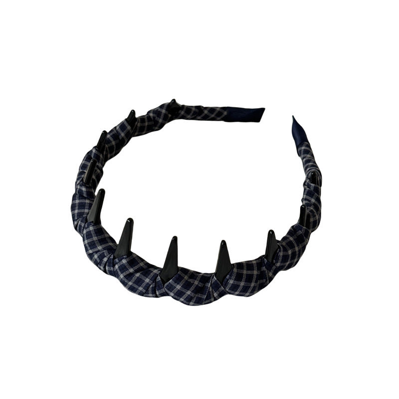 2026 Korean Plaid Fabric Headband – Anti-Slip Teeth, Versatile & Chic