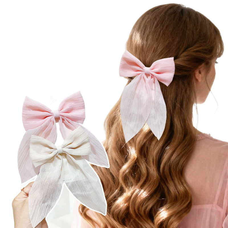 Korean high-end mesh bow hair clip Girl's hair accessory