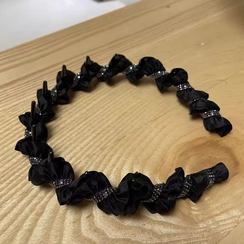 Forest Black Wrapped Headband – 2026 Elegant Anti-Slip Teeth Design