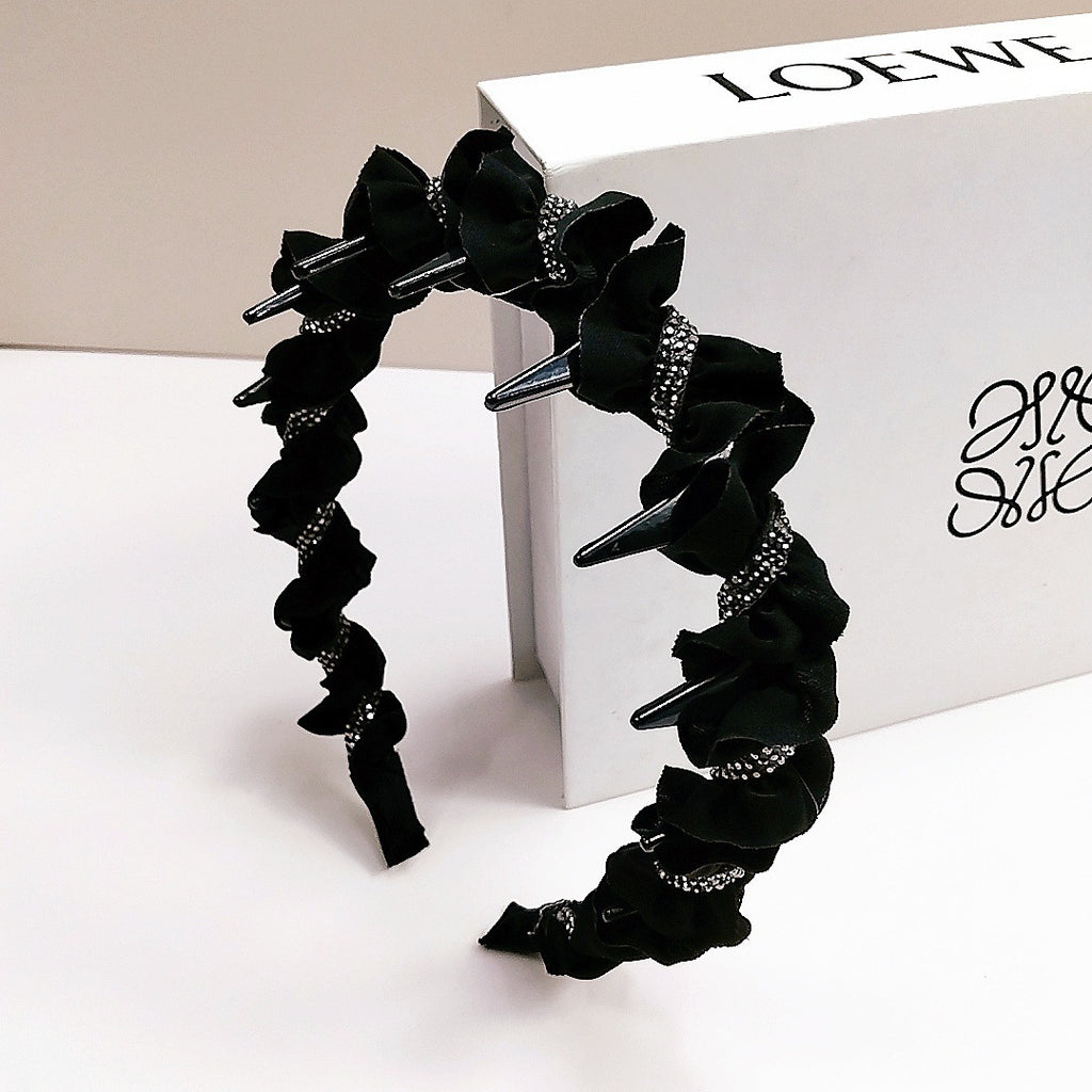 Forest Black Wrapped Headband – 2026 Elegant Anti-Slip Teeth Design